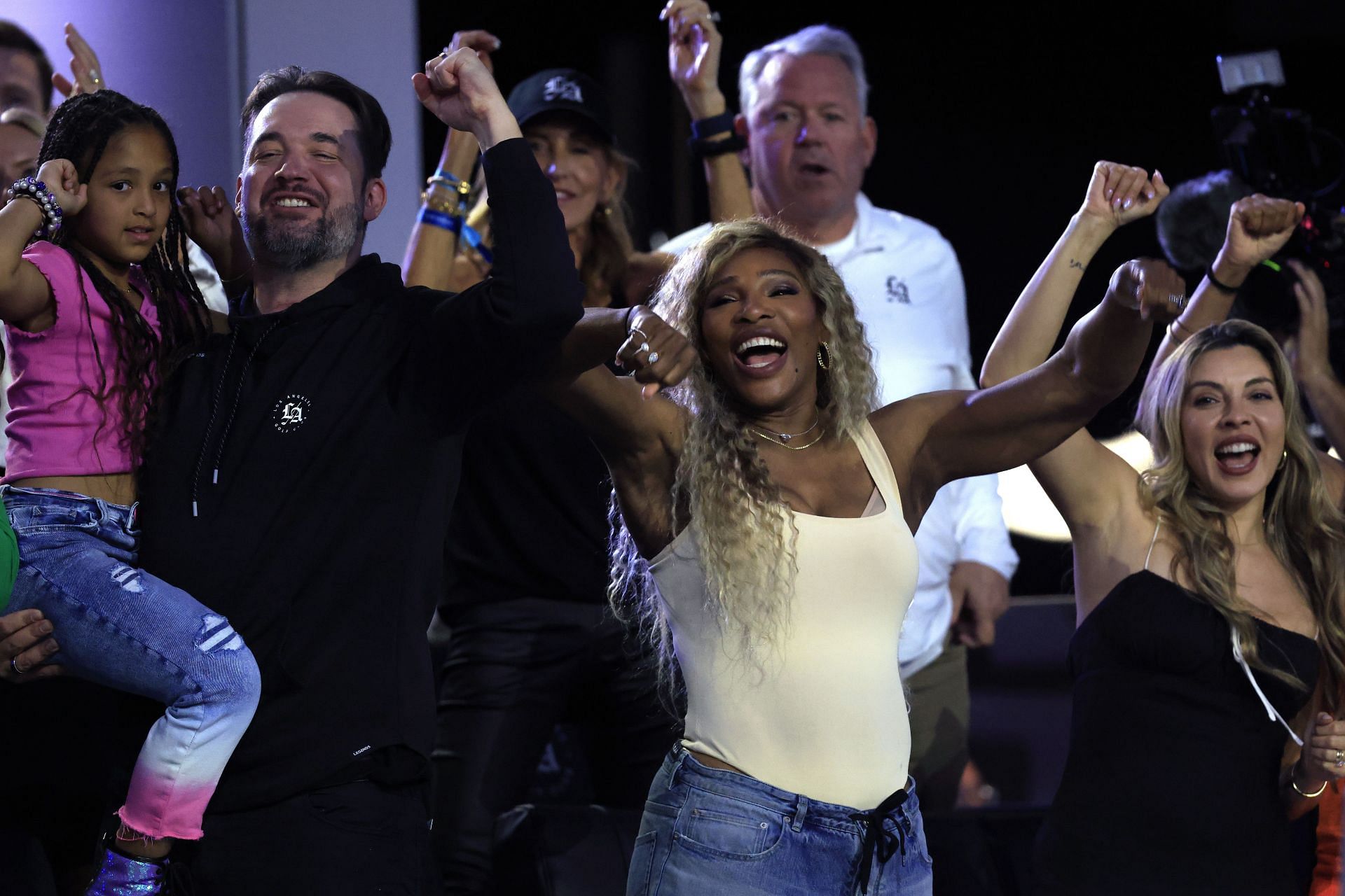 Serena Williams and her family celebrate LAGC's recent win in TGL | Image Source: Getty